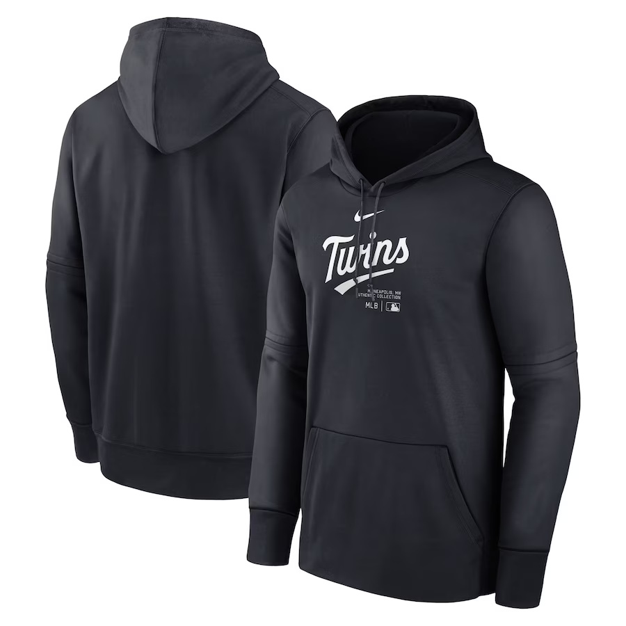 Men's Minnesota Twins Black Collection Practice Performance Pullover Hoodie